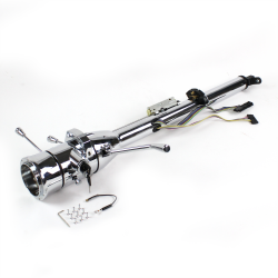 Helix 33" Chrome Keyed Steering Column ~ Column Shift with 9 Hole Wheel Adapter - Part Number: HEX7AD37