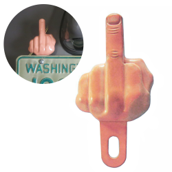 Middle Finger License Plate Topper Old School Nostalgia Painted Heavy Duty Alloy - Part Number: VPALPT004
