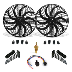Super Cool Pack 16" S Blade Fans, Fixed Temp Switch & Harness - Part Number: ZIRZFK116Y2