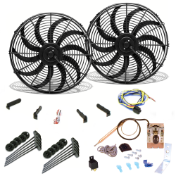 Super Cool Pack with 2 8" Fans, Adj Temp Switch, Harness & Brackets - Part Number: ZIRZFK28N2