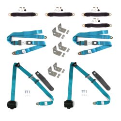 3pt Retro Blue Retractable Seat Belt Kit For 4 Door - Part Number: STBSEB3PSBKEB