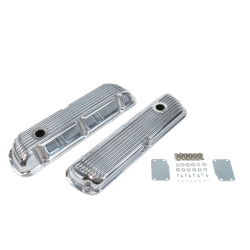 Finned Valve Covers with Breather Holes - Small Block Ford Windsor 289-351 - Part Number: VPAVCFYAB