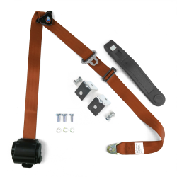3pt Copper Retractable Seat Belt With Mounting Brackets - Standard Buckle - Part Number: STBSB3RSCOHPK