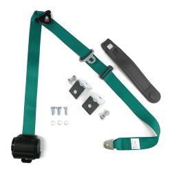 3pt Aqua Retractable Seat Belt With Angled Mounting Brackets - Standard Buckle - Part Number: STBSB3RSAQHPK