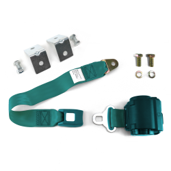 2pt Aqua Retractable Standard Buckle Seat Belt w/ Anchor Mounting Kit - Part Number: STB2RS76536