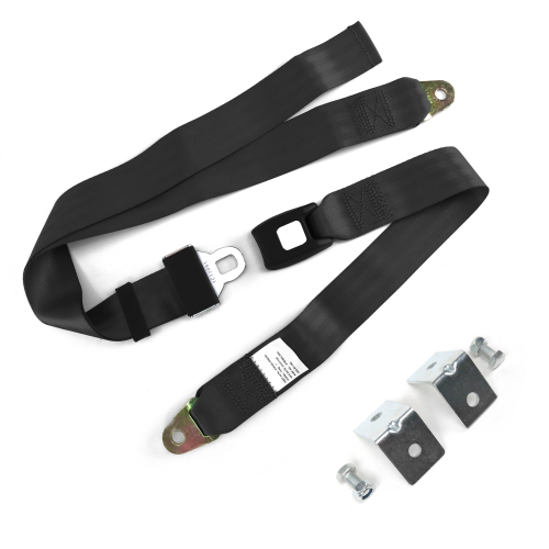2pt Black Standard Buckle Lap Seat Belt with Mounting Hardware instructions, warranty, rebate