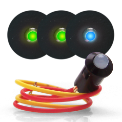 3 12V LED Dash Indicator Lights - 2 Green Turn Signal & 1 Blue High Beam Blinker - Part Number: KICSWIND2DASH