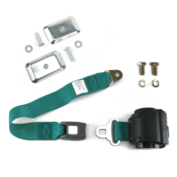 2pt Aqua Standard Buckle Retractable Lap Seat Belt w/ Flat Plate Hardware - Part Number: STB2RS7698F