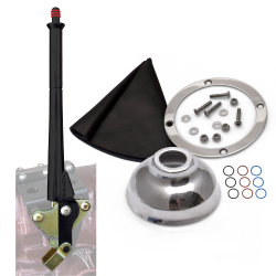 16” Black Transmission Mount E-Brake with Black Boot, Silver Ring and Cap - Part Number: ASCBH16BKSB