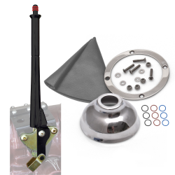 16” Black Transmission Mount E-Brake with Grey Boot, Silver Ring and Cap - Part Number: ASCBH16BKSG