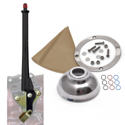 16” Black Transmission Mount E-Brake with Tan Boot, Silver Ring and Cap - Part Number: ASCBH16BKST