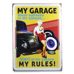 My Garage My Rules - What Happens In My Garage Wooden Sign - Part Number: VPAWSIGN11