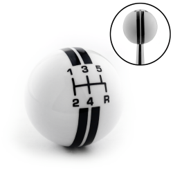 Black Rally Stripe 5 Speed Shift Pattern Ivory Shift Knob with M16x1.5 Insert - Part Number: ASCSN18001