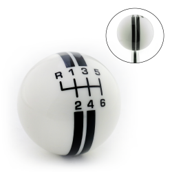 Black Rally Stripe 6 Speed Shift Pattern Ivory Shift Knob with M16x1.5 Insert - Part Number: ASCSN18002