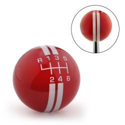 White Rally Stripe 6 Speed Shift Pattern Red Shift Knob with M16x1.5 Insert - Part Number: ASCSN18006