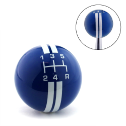 White Rally Stripe 5 Speed Shift Pattern Blue Shift Knob with M16x1.5 Insert - Part Number: ASCSN18007