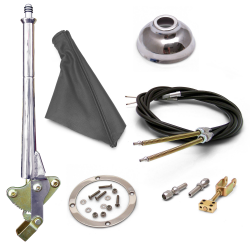 11” Trans Mnt Emergency Hand Brake ~ Grey Boot, Silver Ring, Cap and Cable Kit - Part Number: ASC7ADAB