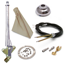 11” Trans Mnt Emergency Hand Brake ~ Tan Boot, Silver Ring, Cap and Cable Kit - Part Number: ASC7ADAC