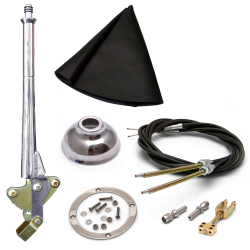 16” Trans Mnt Emergency Hand Brake ~ Black Boot, Silver Ring, Cap and Cable Kit - Part Number: ASC7ADB0