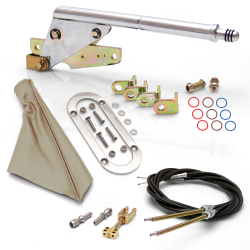 Floor Mount Emergency Parking Brake~ Tan Boot, Chrome Ring and Cable Kit - Part Number: ASC7ADC1