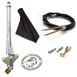 16” Trans Mnt Emergency Hand Brake ~ Black Boot, Silver Ring and Cable Kit - Part Number: ASC7ADC8