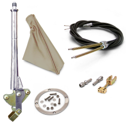 16” Trans Mnt Emergency Hand Brake ~ Tan Boot, Silver Ring and Cable Kit - Part Number: ASC7ADCA