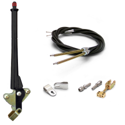 16” Black Transmission Mount E-Brake Handle ~ w/ Cable Kit, Ford Clevis’ - Part Number: ASC7ADDD