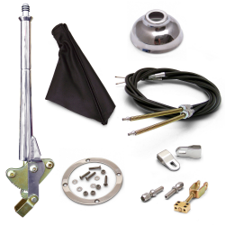 11” Trans Mnt E-Brake Handle~Black Boot, Cap, Chr Ring, Cable Kit, Ford Clevis’ - Part Number: ASC7ADDE