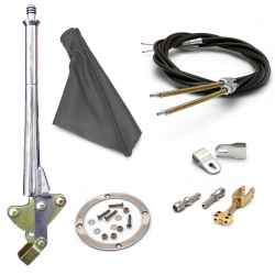 16” Trans Mnt E-Brake Handle~Gray Boot, Chr Ring, Cable Kit, GM Clevis’ - Part Number: ASC7AE25