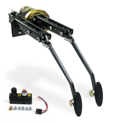 Univ Adj FW 7” Single Brake Dual Pedal kit Disc/Drum~3in Sm Blk Oval Pad - Part Number: HEXPKA79344