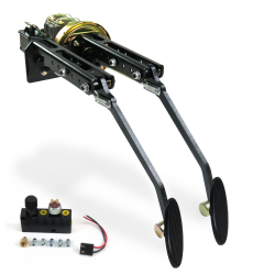 Univ Adj FW 7” Single Brake Dual Pedal kit Disc/Drum~Lg Blk Oval Pad - Part Number: HEXPKA7934C