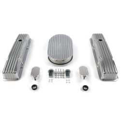 SBC 15” Full Oval/Short Finned Engine Dress Up kit~w/ Breathers (No PCV) - Part Number: VPA7AC50