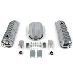 SBF 15” Half Oval/Finned Engine Dress Up kit~w/ Breathers (No PCV) 289-351 - Part Number: VPA7AC5E