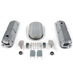 SBF 15” Half Oval/Finned Engine Dress Up kit~w/ Breathers (PCV) 289-351 - Part Number: VPA7AC63