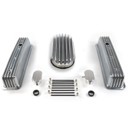 SBC 15” Deep Oval/Tall Center Bolt Finned Engine Dress Up kit~w/ Breathers (PCV) - Part Number: VPA7AC73