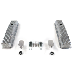 Vintage Short Finned Valve Covers w/ Breathers (PCV) Small Block Chevy - Part Number: VPA7AC0F