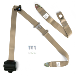 3pt Retractable Tan 166" Safety Seat Belt Standard Push Button Bench - Each - Part Number: STBSB3RSTNT