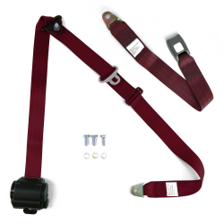 3pt Retractable Burgundy 166" Safety Seat Belt Standard Push Button Bench - Each - Part Number: STBSB3RSBGT