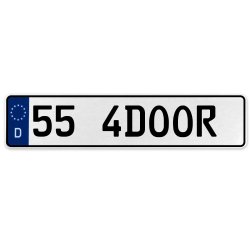 55 4DOOR  - White Aluminum Street Sign Mancave Euro Plate Name Door Sign Wall - Part Number: VPAX36AE