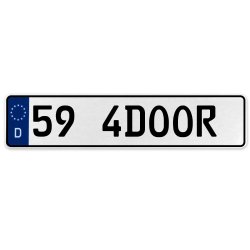 59 4DOOR  - White Aluminum Street Sign Mancave Euro Plate Name Door Sign Wall - Part Number: VPAX36B2