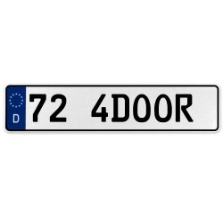 72 4DOOR  - White Aluminum Street Sign Mancave Euro Plate Name Door Sign Wall - Part Number: VPAX36BF