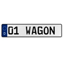 01 WAGON  - White Aluminum Street Sign Mancave Euro Plate Name Door Sign Wall - Part Number: VPAX36DB