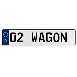 02 WAGON  - White Aluminum Street Sign Mancave Euro Plate Name Door Sign Wall - Part Number: VPAX36DC