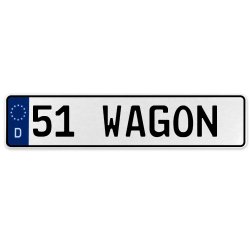 51 WAGON  - White Aluminum Street Sign Mancave Euro Plate Name Door Sign Wall - Part Number: VPAX370D