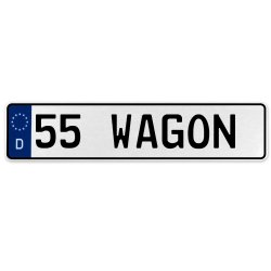 55 WAGON  - White Aluminum Street Sign Mancave Euro Plate Name Door Sign Wall - Part Number: VPAX3711