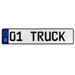 01 TRUCK  - White Aluminum Street Sign Mancave Euro Plate Name Door Sign Wall - Part Number: VPAX373E
