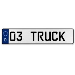 03 TRUCK  - White Aluminum Street Sign Mancave Euro Plate Name Door Sign Wall - Part Number: VPAX3740