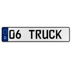 06 TRUCK  - White Aluminum Street Sign Mancave Euro Plate Name Door Sign Wall - Part Number: VPAX3743