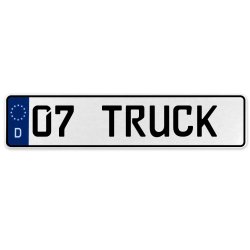 07 TRUCK  - White Aluminum Street Sign Mancave Euro Plate Name Door Sign Wall - Part Number: VPAX3744