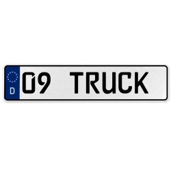 09 TRUCK  - White Aluminum Street Sign Mancave Euro Plate Name Door Sign Wall - Part Number: VPAX3746